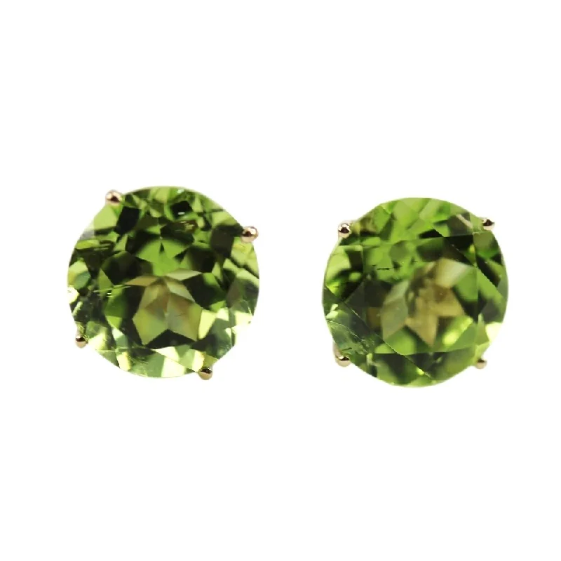 playful charm earrings -14k Yellow Gold 8mm Round-cut Peridot Stud Earrings