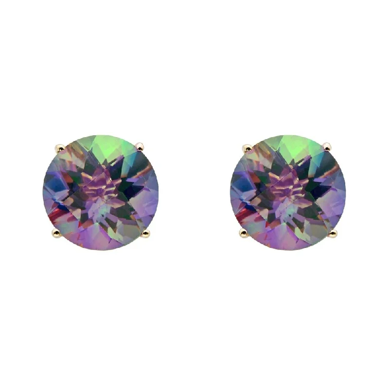 trendy ear climbers -14k Yellow Gold 8mm Round-cut Topaz Stud Earrings