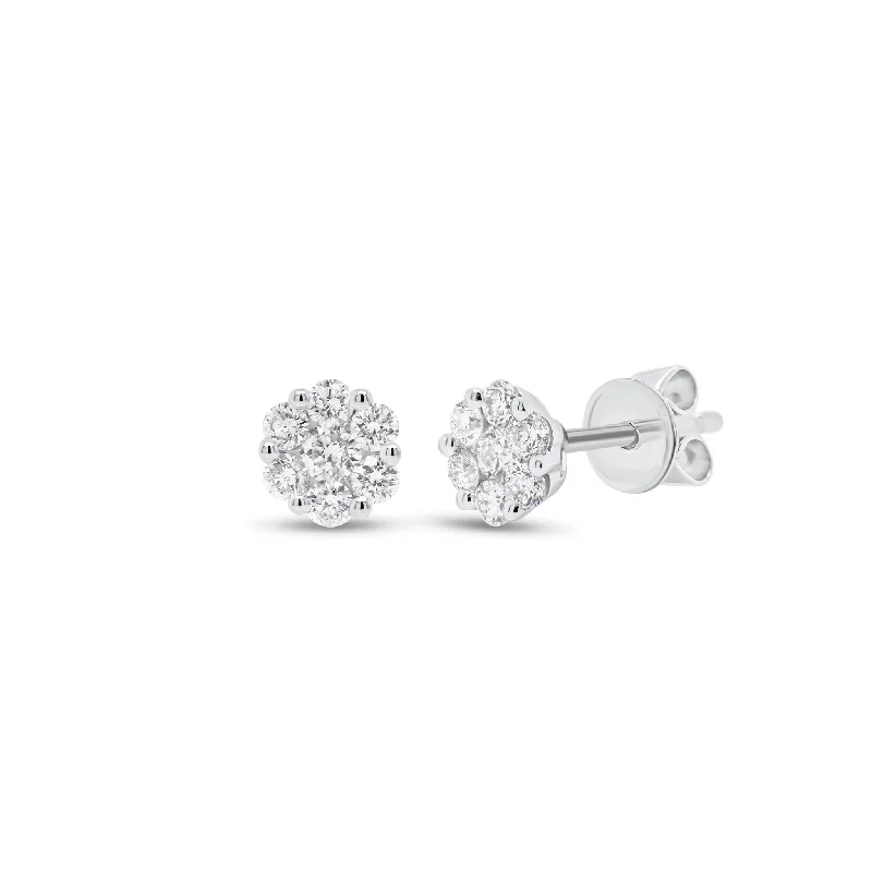 multi-layered drop earrings -0.33 ct Diamond Cluster Stud Earrings