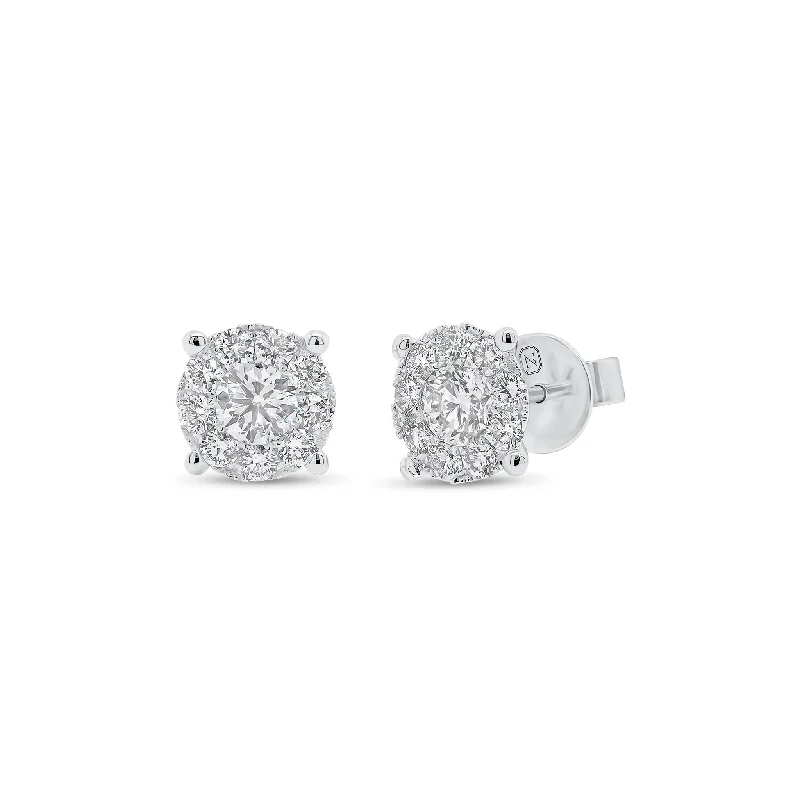 trendy ear climbers -1.13 ct Halo Diamond Stud Earrings