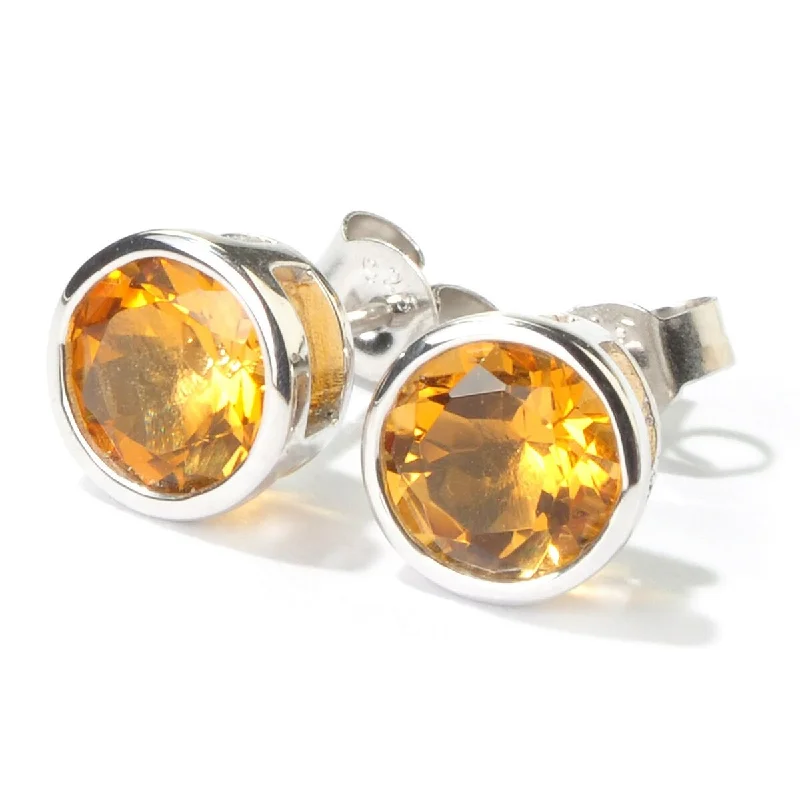 oxidized silver earrings -925 Sterling Silver Madeira Citrine Gemstone Stud Earrings