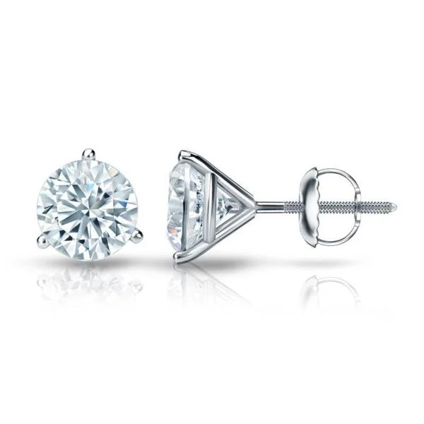 diamond stud earrings for men -Auriya 14k Gold Certified 2.20 carat TDW 3-Prong Martini Round Diamond Stud Earrings