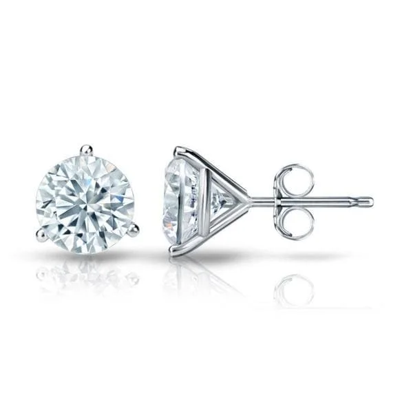 silver ear cuff earrings -Auriya 14k Gold GIA Certified 2.50 carat TDW 3-Prong Martini Round Diamond Stud Earrings