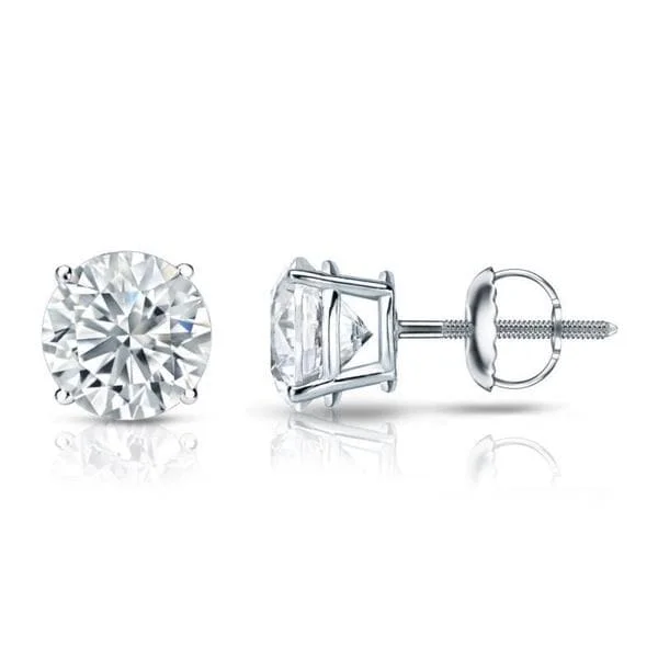 gold-plated stud earrings -Auriya 14k Gold GIA Certified 3.70 carat TDW Round Diamond Stud Earrings