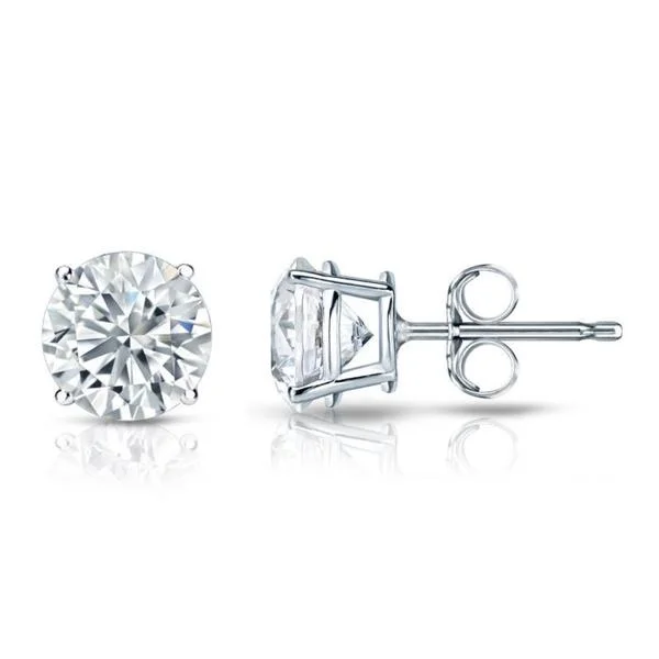 diamond ear climbers -Auriya 14k Gold GIA Certified 4.00 ct. TDW Round Diamond Stud Earrings