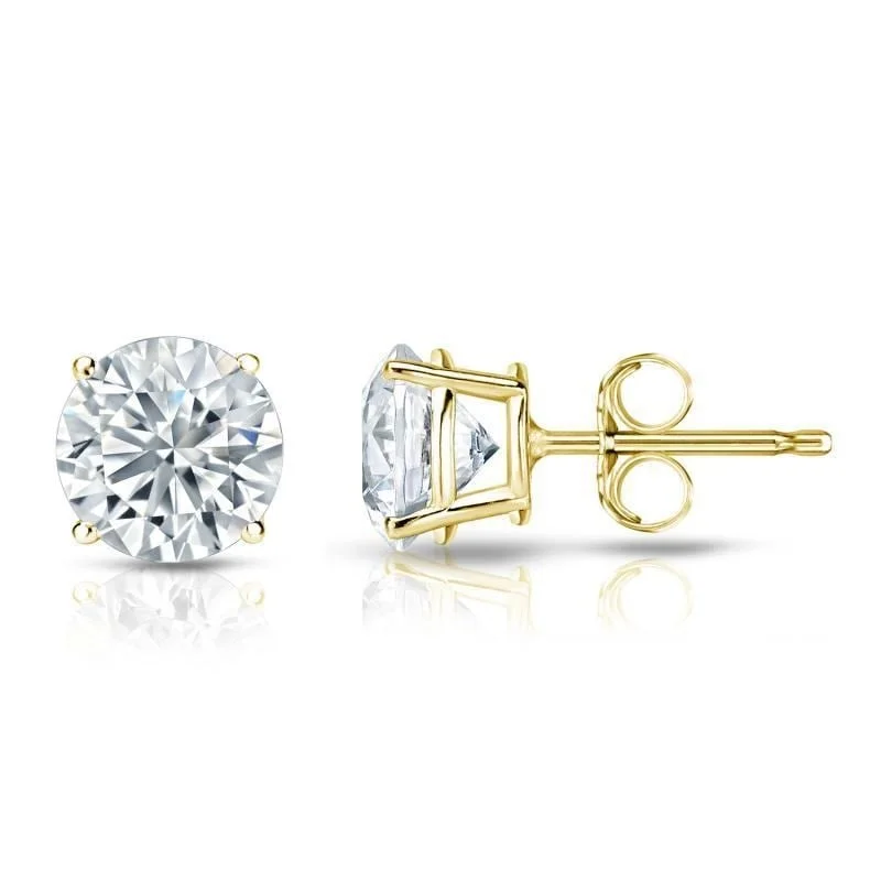 pearl and gold earrings -Auriya 18k Gold GIA Certified 4.50 carat TW Round Diamond Stud Earrings