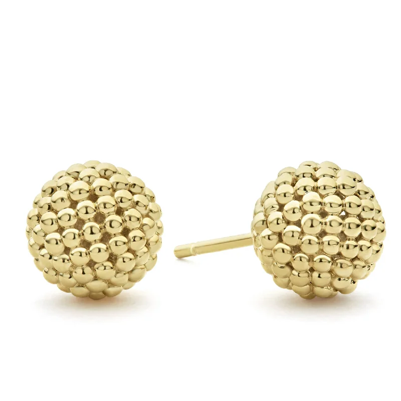 glittery hoop earrings -Caviar Gold Beaded 18K Gold Stud Earrings