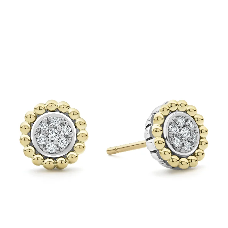 asymmetrical hoop earrings -Caviar Lux Two-Tone Caviar Diamond Stud Earrings