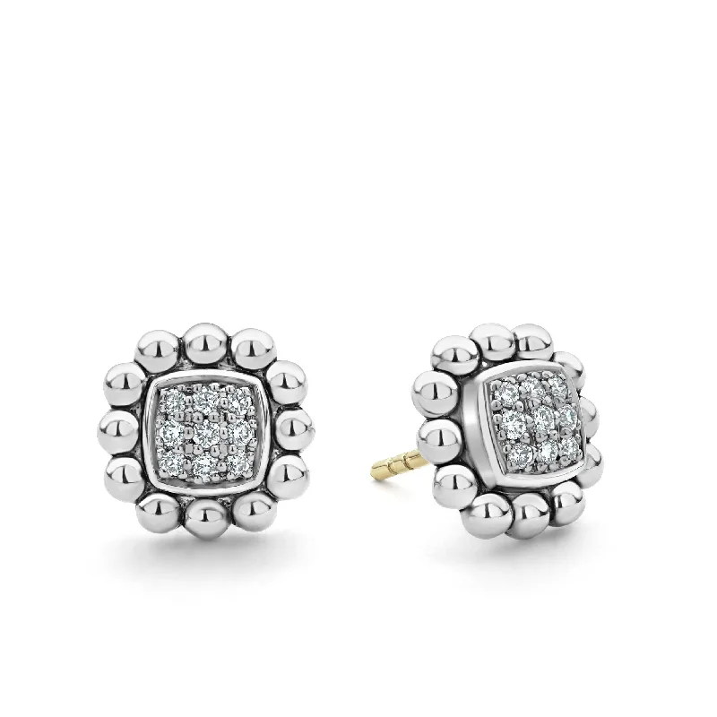 gold stud earrings for men -Caviar Spark Caviar Square Diamond Stud Earrings