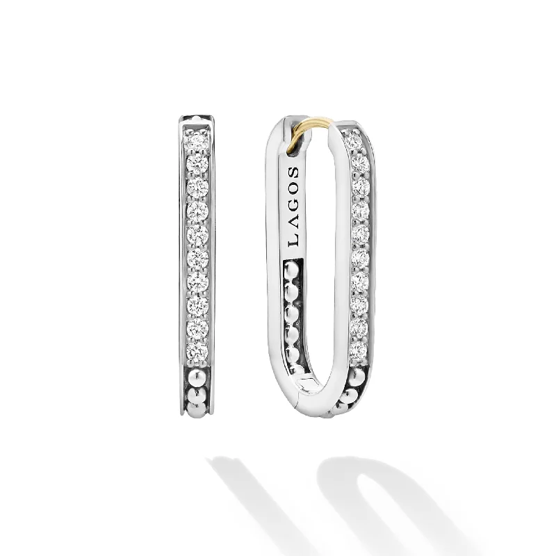 twisted wire hoop earrings -Caviar Spark Linear Diamond Hoop Earrings