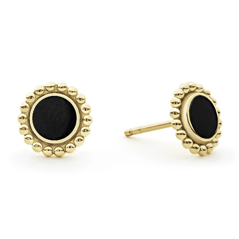 ethnic inspired earrings -Covet Round Onyx Stud Earrings