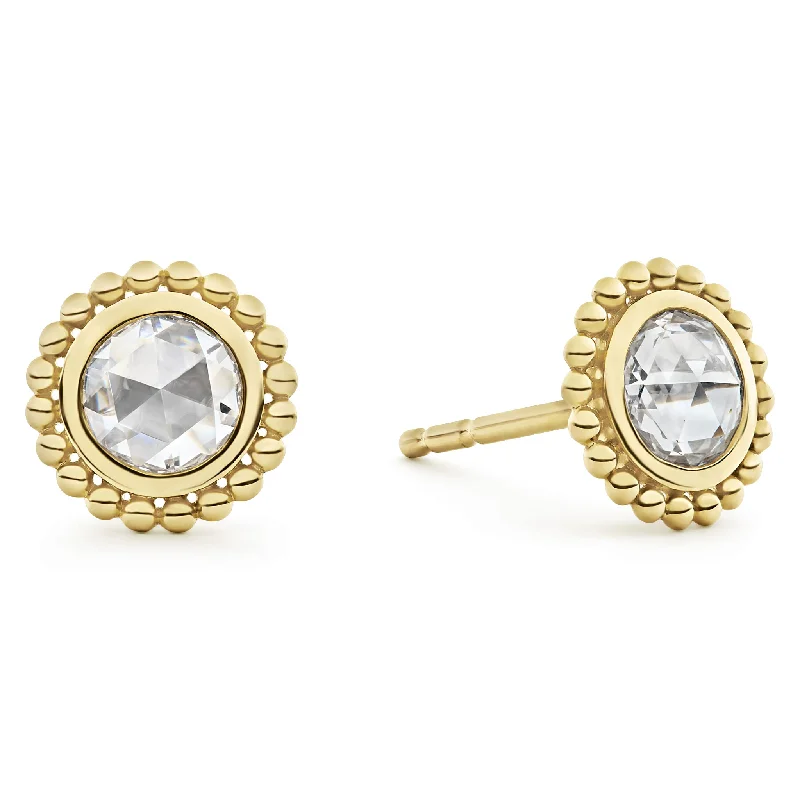 dangling gemstone earrings -Covet Large Rose Cut Diamond Stud Earrings