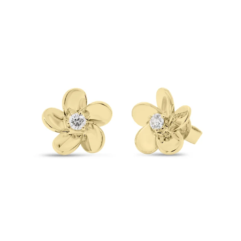 matching earrings and necklace set -Diamond & Gold Blossom Stud Earrings