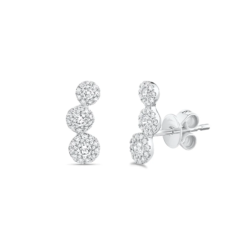 luxury pearl stud earrings -Diamond Halo Crawler Earrings