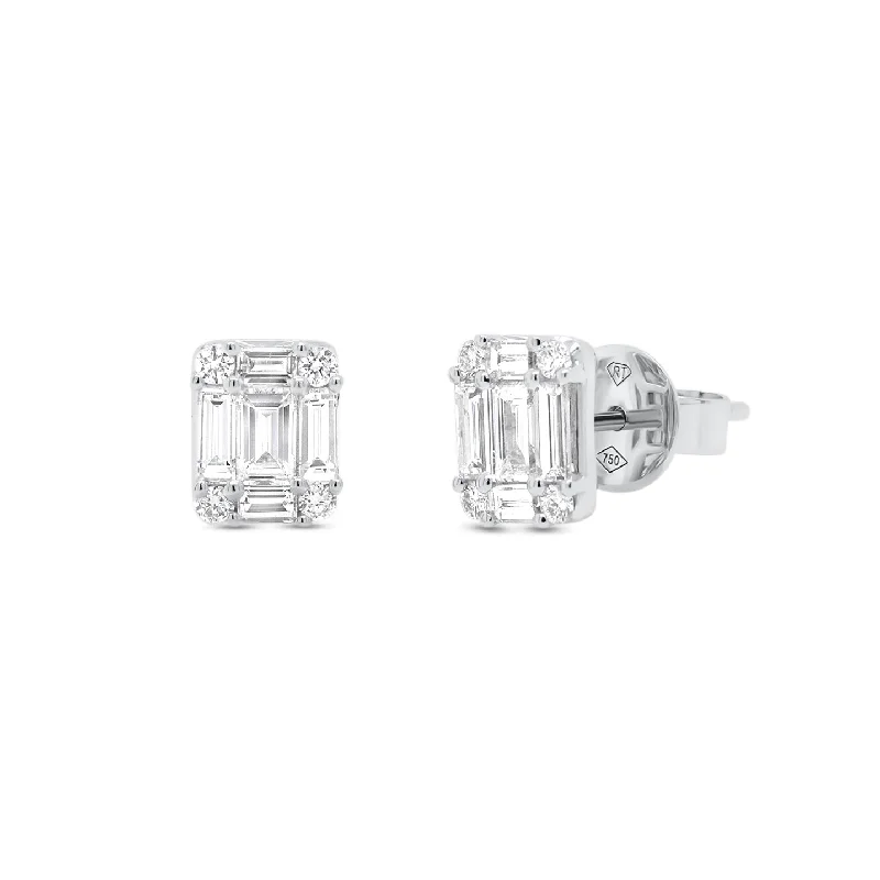 diamond stud earrings for men -Diamond Illusion Stud Earrings