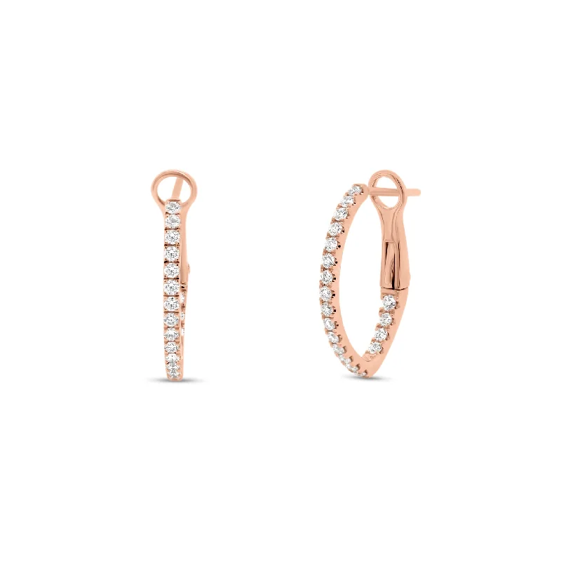 gemstone drop earrings -Classic Diamond Interior & Exterior Huggie Earrings