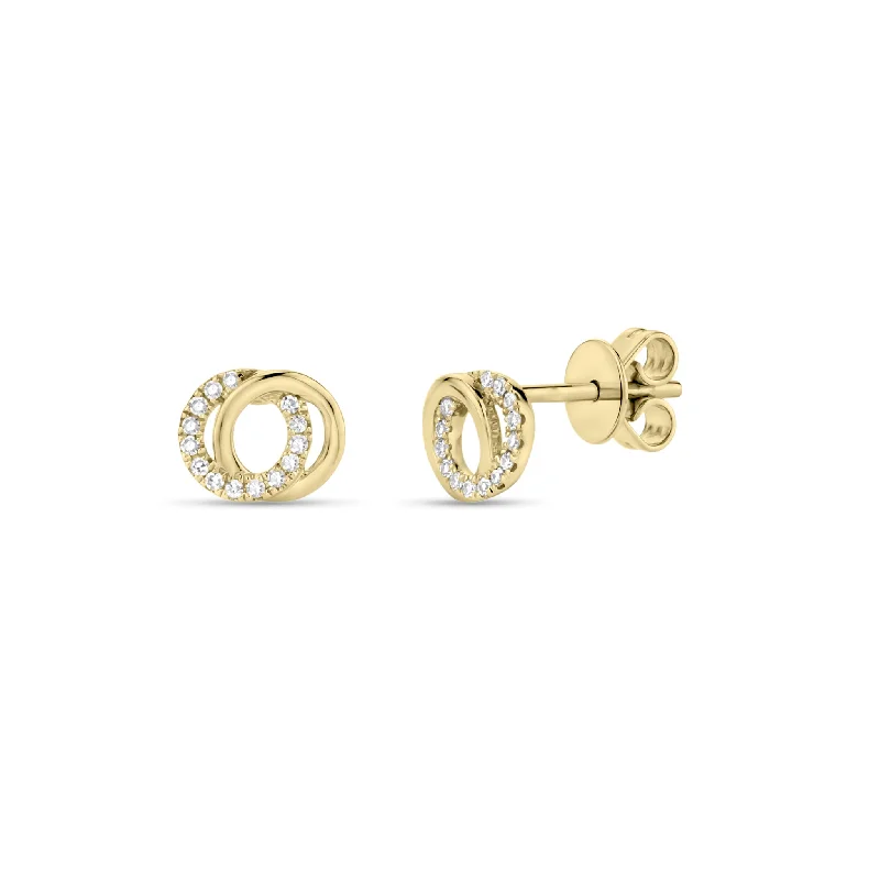 crystal stud earrings for brides -Diamond Interlocking Links Stud Earrings