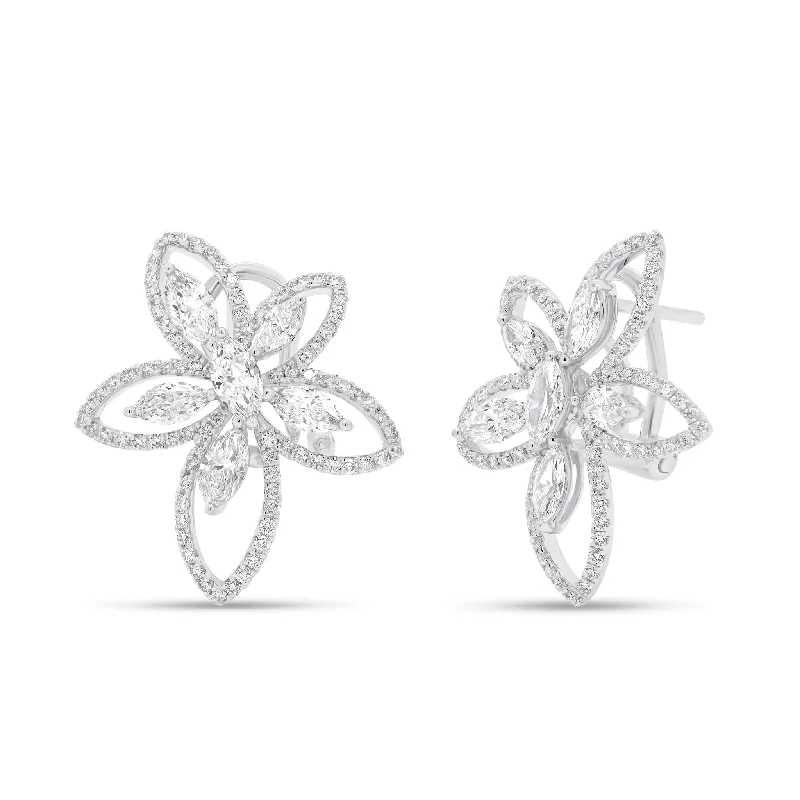 minimalistic gold earrings -Diamond Flower Earrings