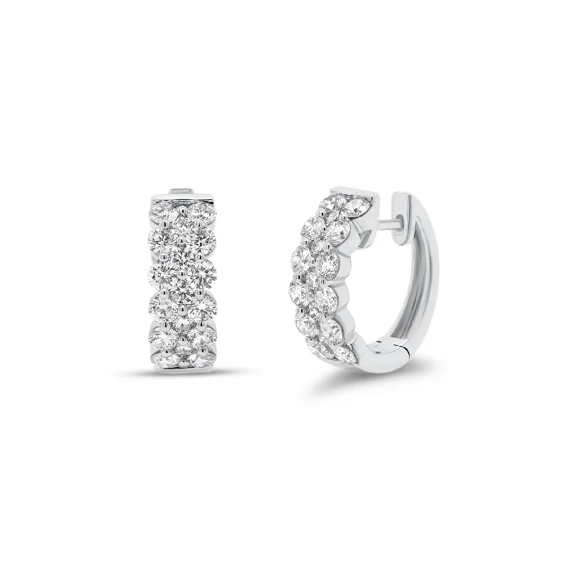 floral design stud earrings -Diamond Wide Huggie Earrings