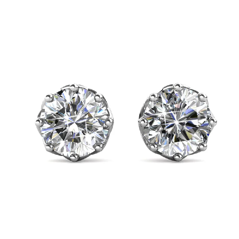 handmade beaded earrings -Eden 18k White Gold Plated Crystal Stud Earrings with Swarovski Crystal for Women