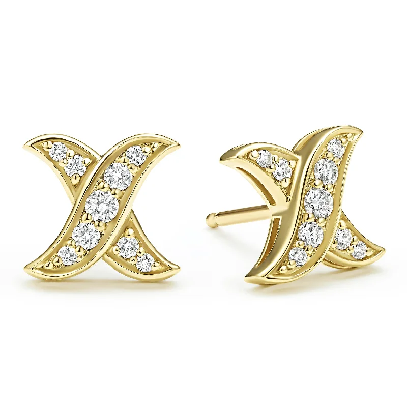 sterling silver drop earrings -Embrace 18K Gold X Diamond Stud Earrings