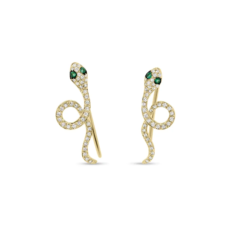 statement tassel earrings -Emerald & Diamond Serpent Crawler Earrings