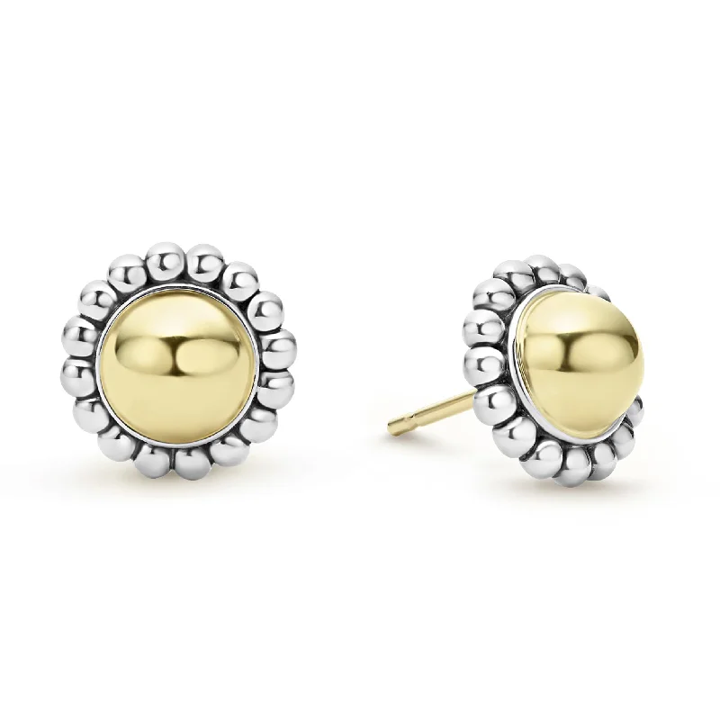 bohemian style earrings -High Bar Two-Tone Caviar Stud Earrings