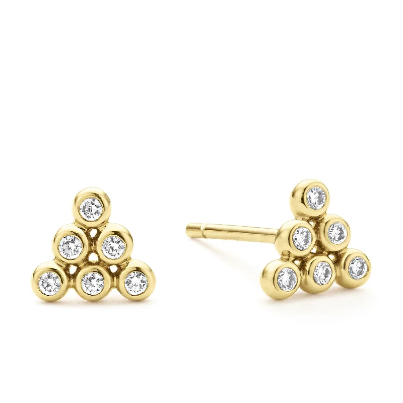 butterfly stud earrings -KSL 18K Gold Triangle Diamond Stud Earrings