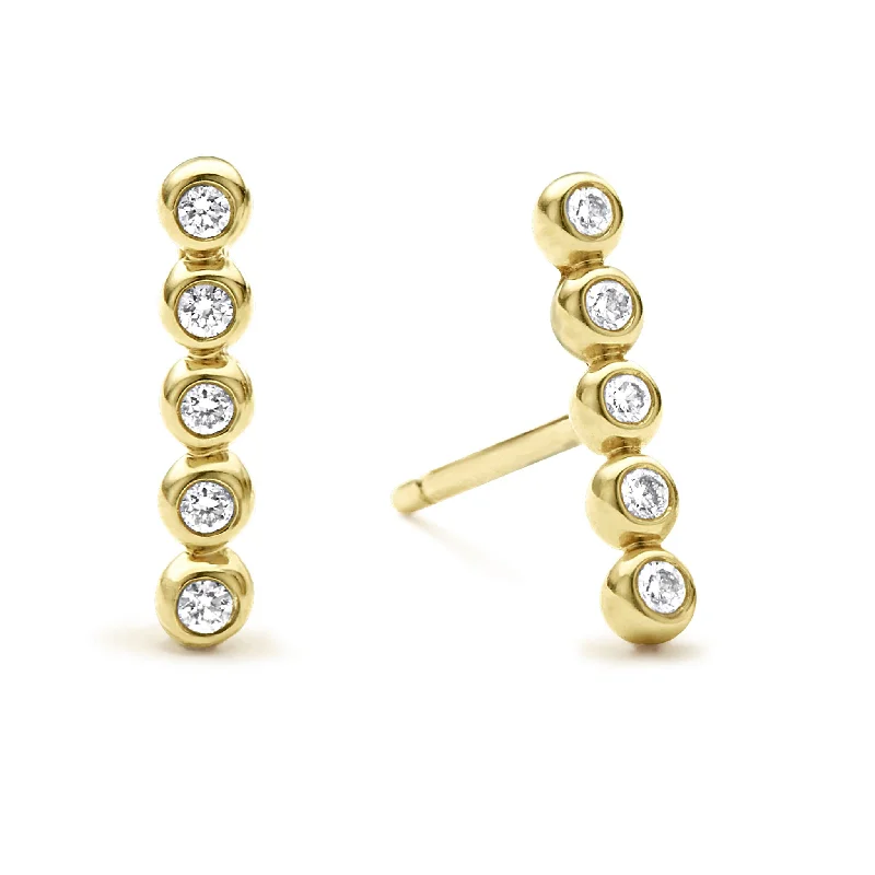 handmade beaded earrings -KSL 18K Gold Diamond Bar Stud Earrings