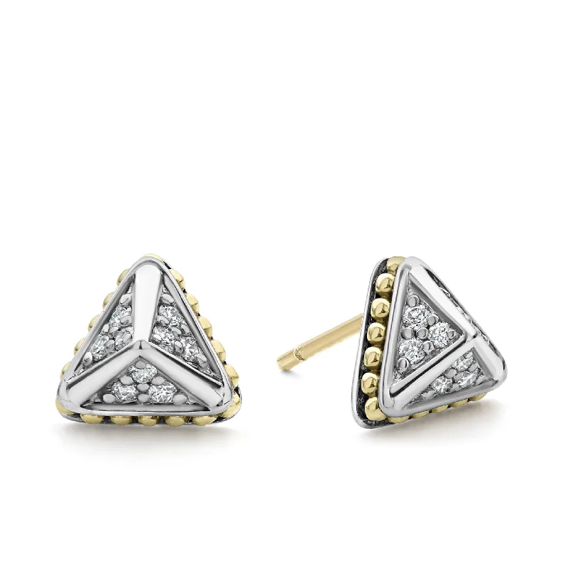 brass statement earrings -KSL Large Pyramid Diamond Stud Earrings