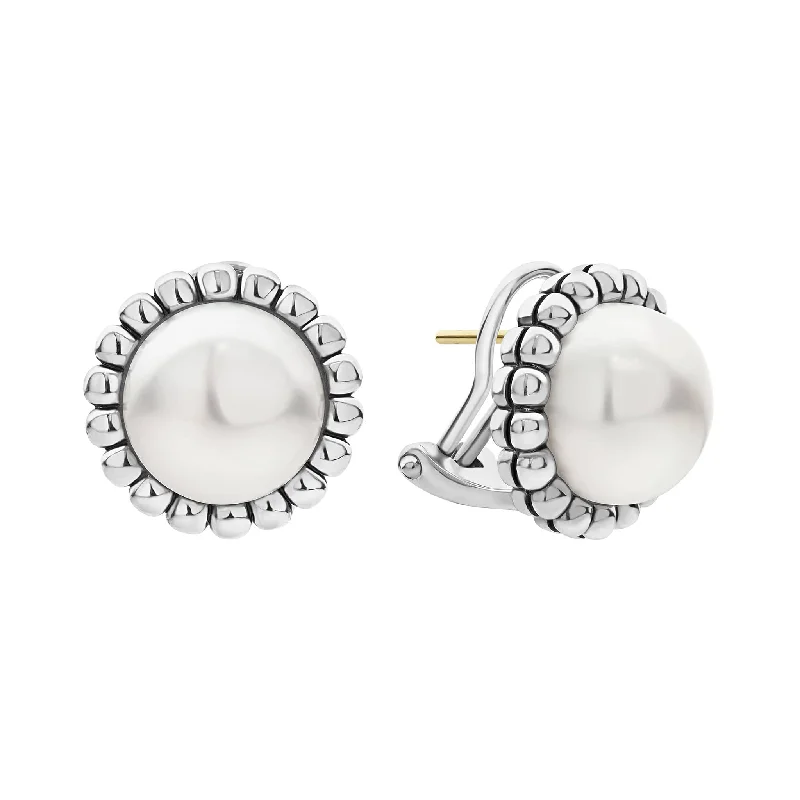 pearl cluster earrings -Luna Fluted Pearl Stud Earrings