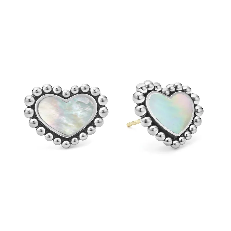 gold chain earrings -Maya Mother of Pearl Heart Stud Earrings