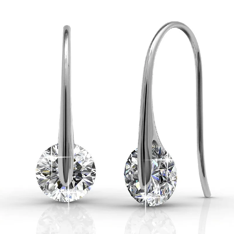 celestial star and moon earrings -McKayla 18k White Gold Plated Drop Earrings with Swarovski Crystals for Women