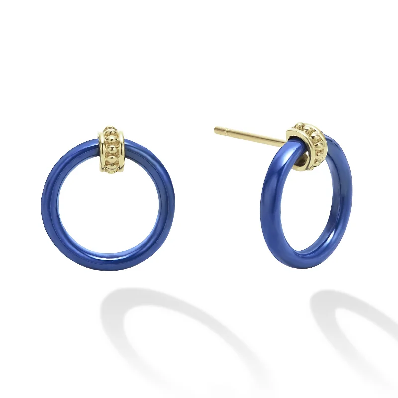 minimalist hoop earrings -Meridian Large 18k Gold Ceramic Circle Stud Earrings