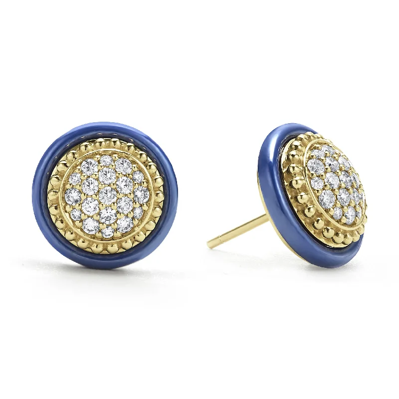 custom birthstone earrings -Meridian 18K Gold and Diamond Ceramic Stud Earrings