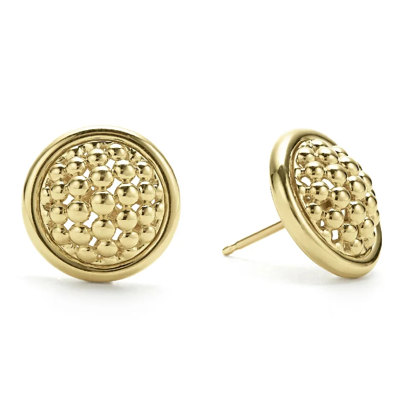 gemstone drop earrings -Meridian 18K Gold Caviar Stud Earrings