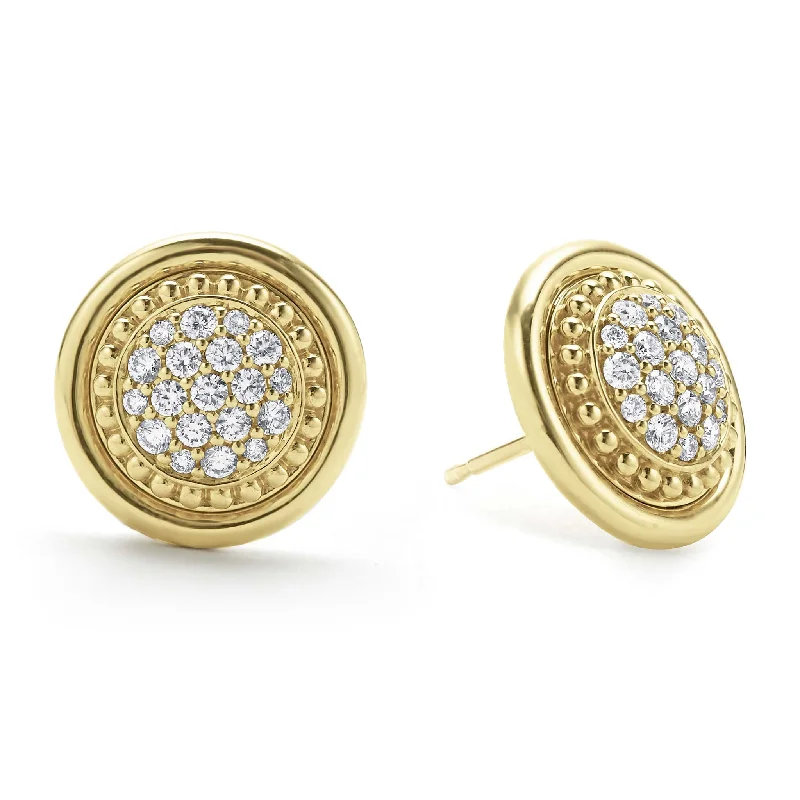 gold huggie hoop earrings -Meridian 18K Gold Diamond Stud Earrings