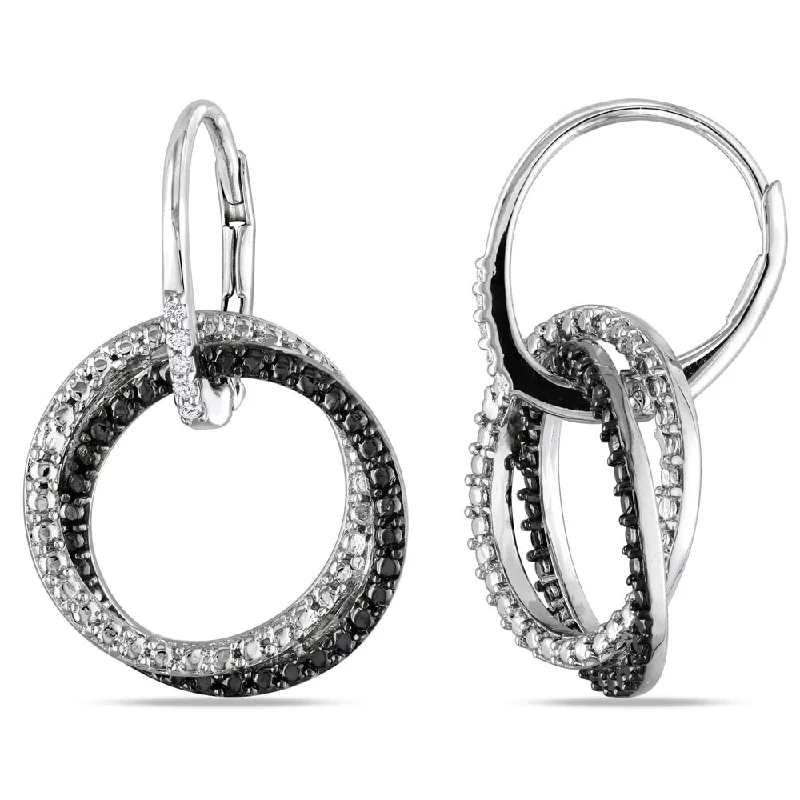 oversized statement earrings -Miadora Sterling Silver White Diamond Dangle Earrings