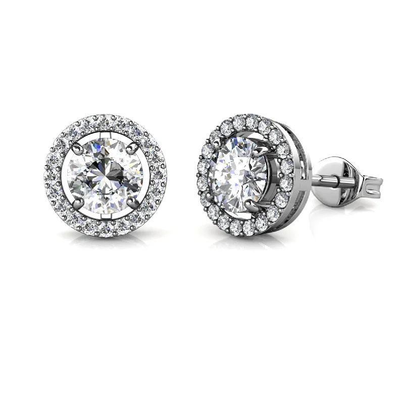 handmade beaded earrings -Moissanite by Cate & Chloe Kailani Sterling Silver Stud Earrings with Moissanite Crystals