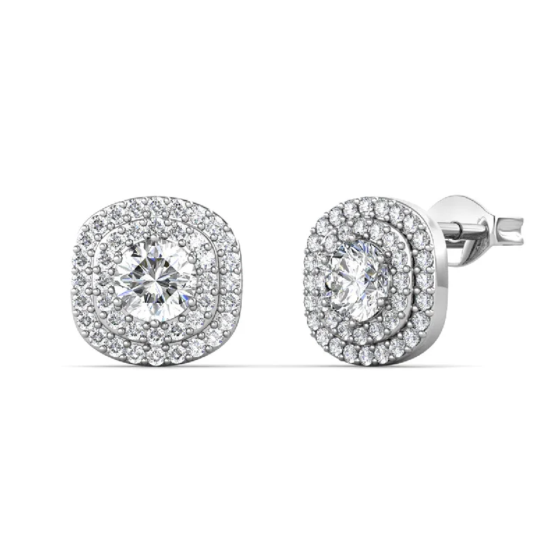 flower-shaped gold earrings -Moissanite by Cate & Chloe Lucy Sterling Silver Stud Earrings with Moissanite Crystals