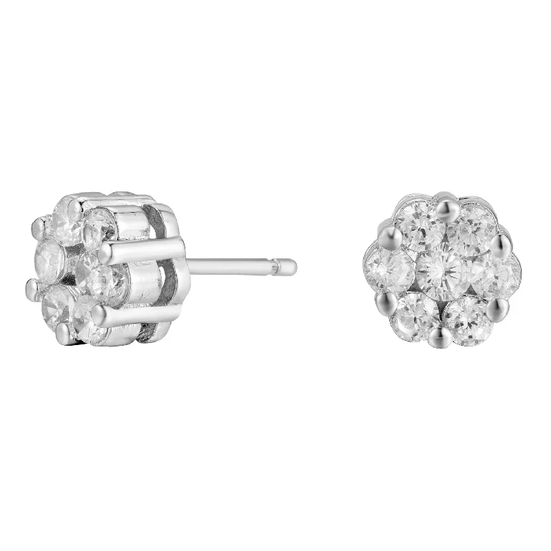 statement tassel earrings -Nova 18k White Gold Plated Stud Earrings with Swarovski Crystals