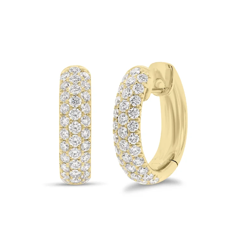 brass statement earrings -Pave Diamond Chubby Huggie Earrings