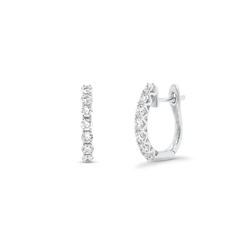 diamond drop earrings -Round Diamond Huggie Earrings