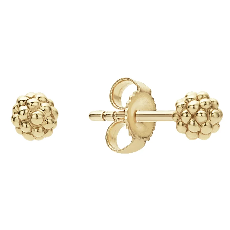 vintage gold leaf earrings -Signature Caviar 18K Gold Caviar Stud Earrings