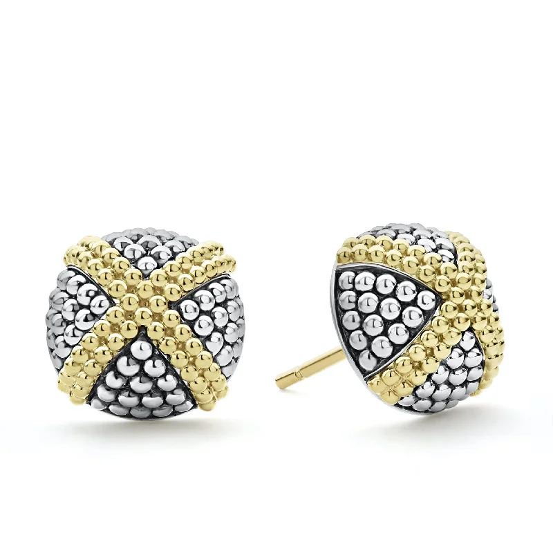 luxury diamond hoop earrings -Signature Caviar Two-Tone X Caviar Stud Earrings