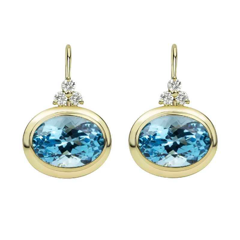 leather and silver earrings -Earrings - Blue Topaz And Diamond