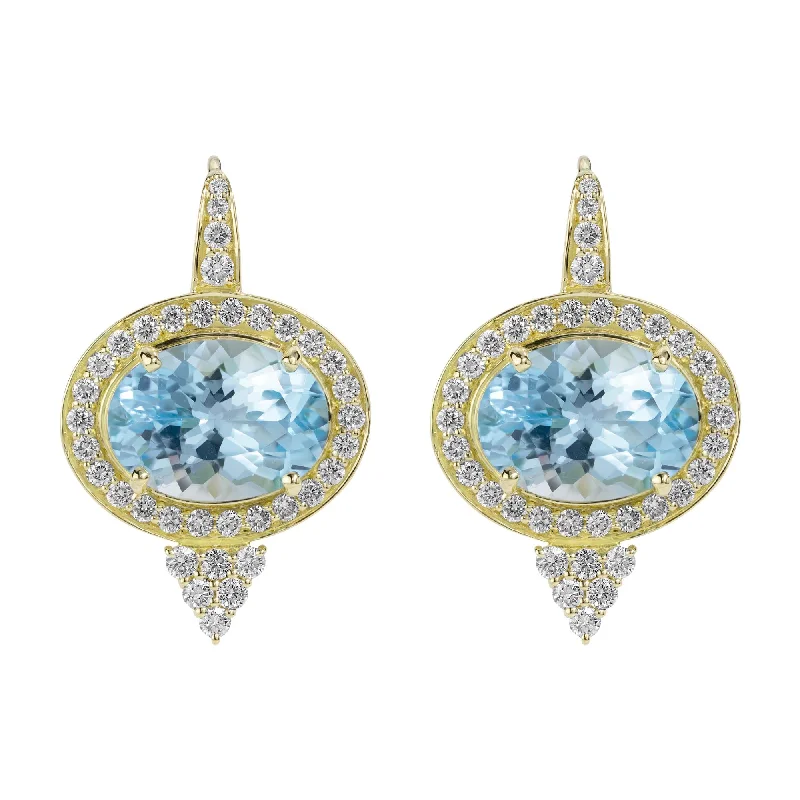 rose gold hoop earrings -Earrings - Blue Topaz And Diamond (2357D)