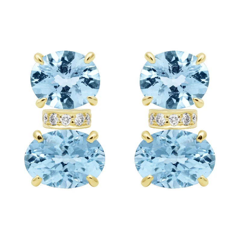 dainty pearl stud earrings -Earrings - Blue Topaz And Diamond (2409A)