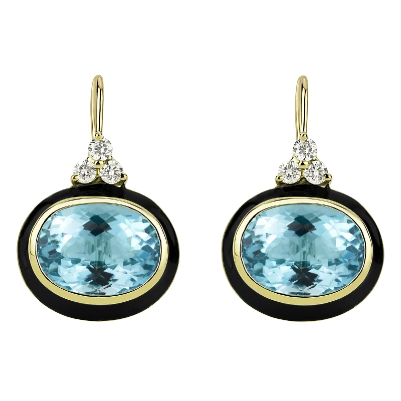 butterfly stud earrings -Earrings - Blue Topaz And Diamond (enamel) (2315B)