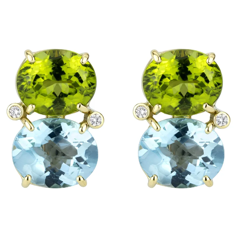 black diamond stud earrings -Earrings - Blue Topaz, Peridot And Diamond (2303D)